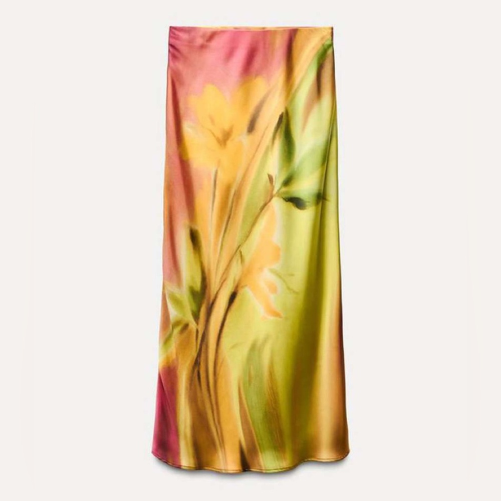 Zara Multicolor Floral Midi Skirt